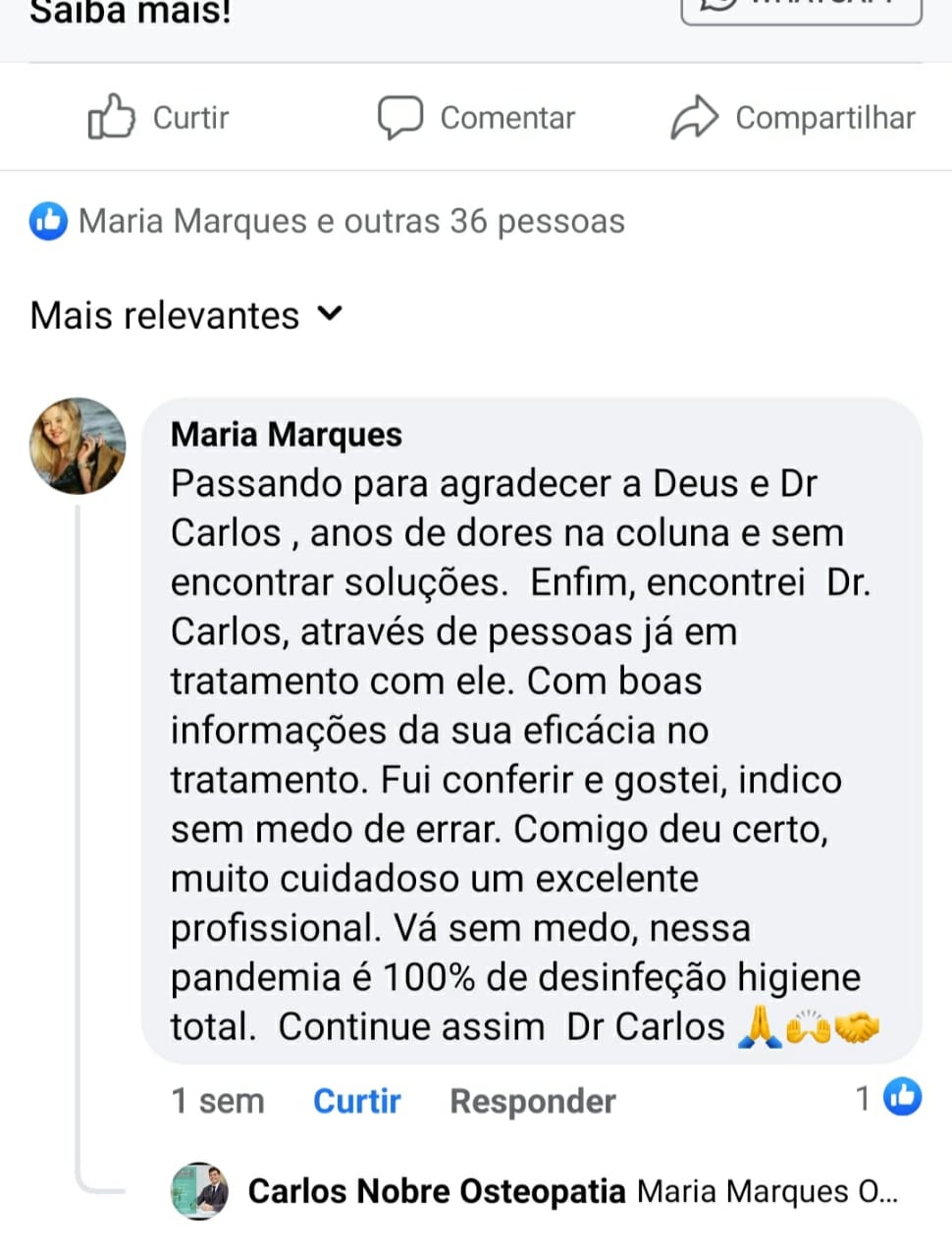 Relato paciente